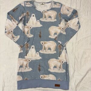 Walkiddy Kids Blue White Polar Bear Tunic Top Size 122/6 Organic VGUC